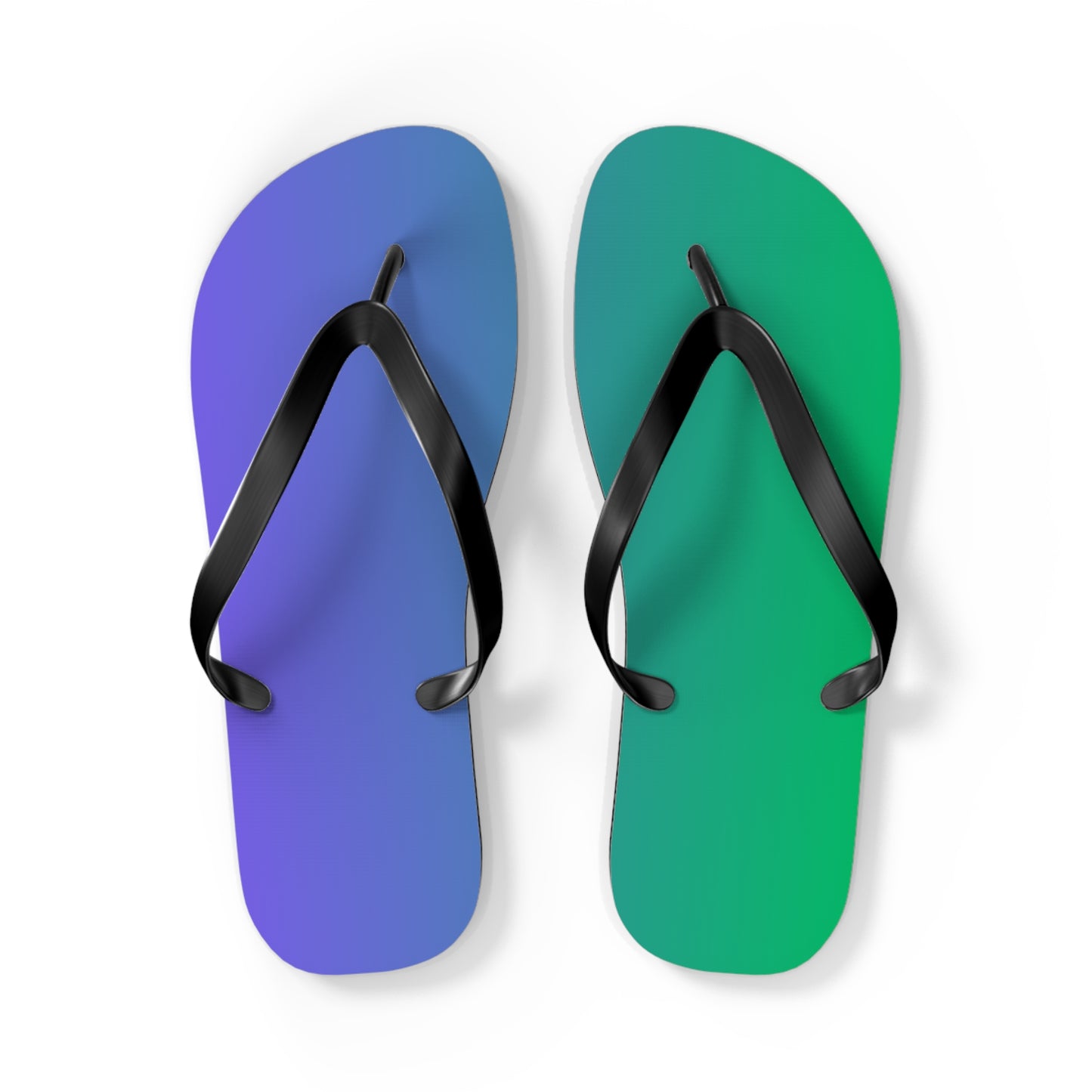 Color-Block Gradient Flip Flops — Coastal Blue to Teal Summer Sandals