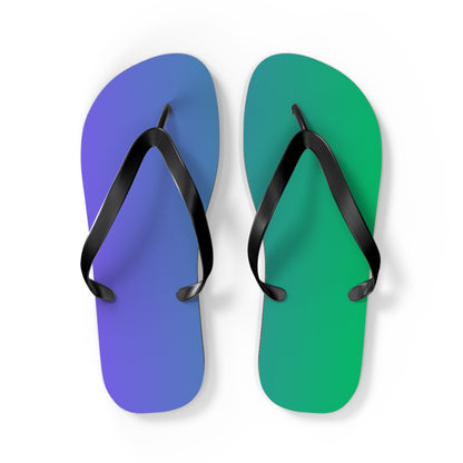 Color-Block Gradient Flip Flops — Coastal Blue to Teal Summer Sandals