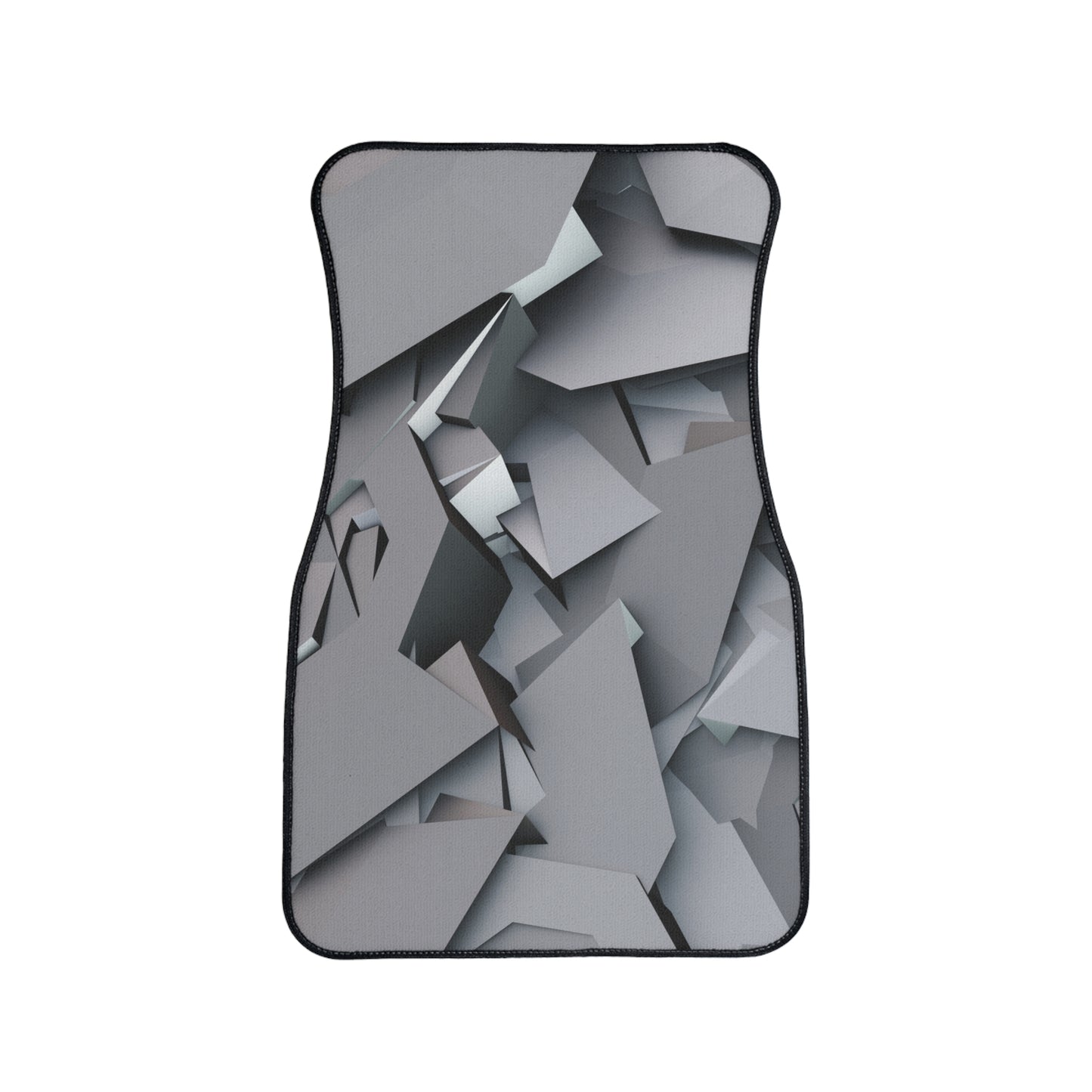 Abstract Grey Geometric Car Floor Mat — Modern 3D Shard Design