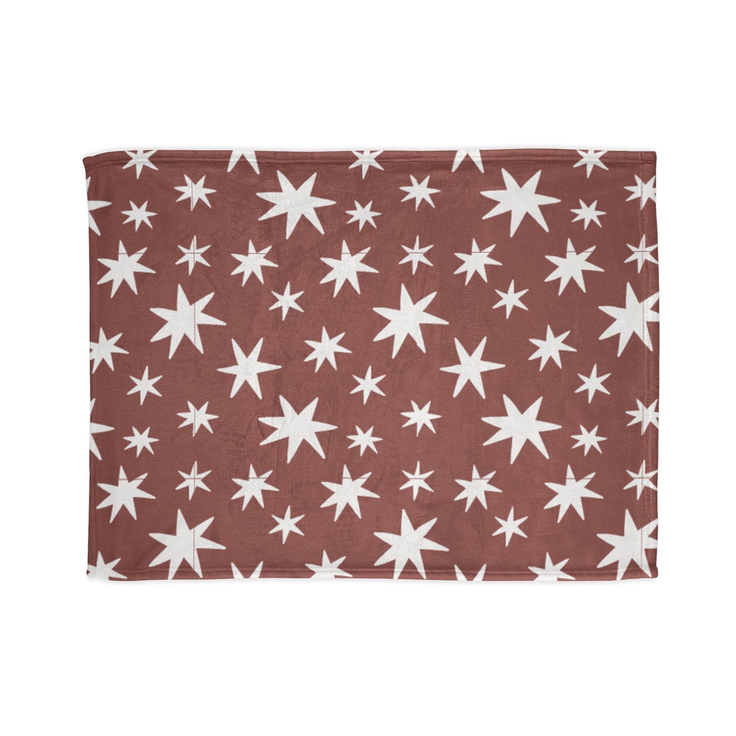 Starry Rust Fleece Blanket — White Stars on Brown Cozy Throw