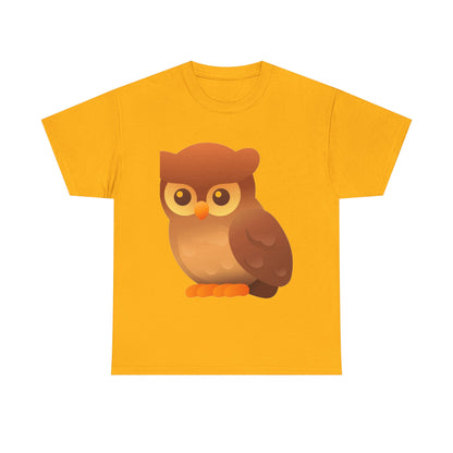 Cute Owl Graphic Tee — Whimsical Brown Owl Design