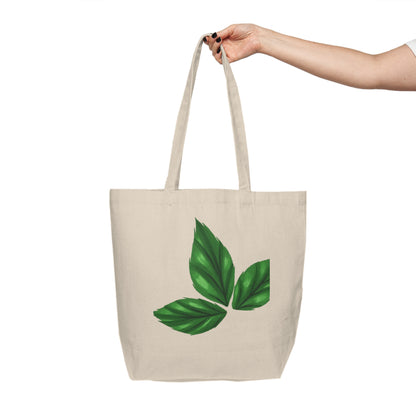 Canvas Tote Bag with Green Leaf Design – Eco-Friendly Grocery & Market Bag