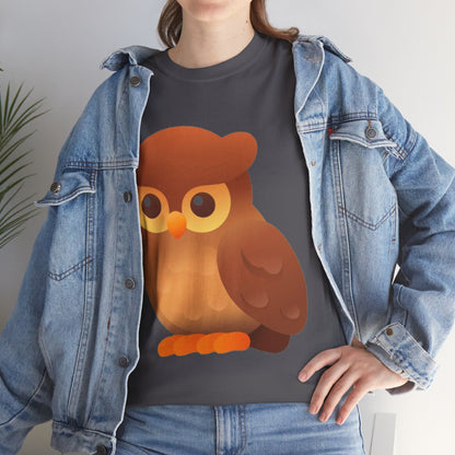 Cute Owl Graphic Tee — Whimsical Brown Owl Design