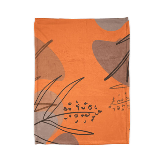 Abstract Autumn Leaves Blanket — Orange Botanical Throw