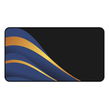 Desk Mat — Sleek Navy & Gold Wave Gaming/Office Mouse Pad