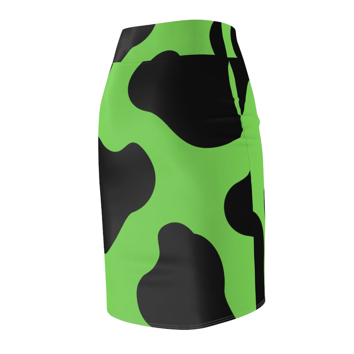 Neon Green Cow Print Pencil Skirt