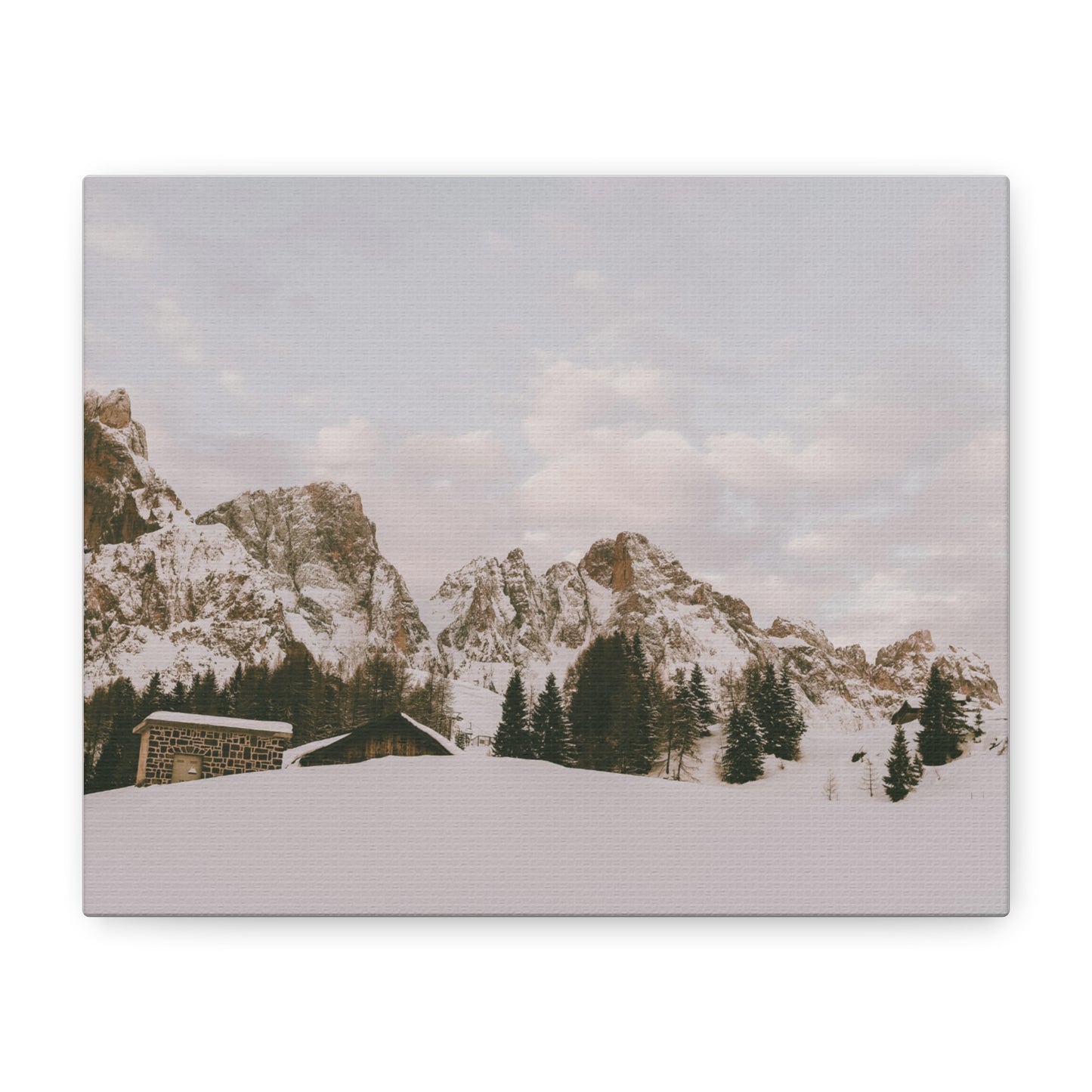 Snowy Mountain Canvas Wall Art — Matte Stretched Landscape Print