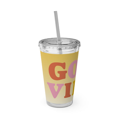Sunny Vibes Tumbler with Straw - 16oz Drinkware for Good Vibes