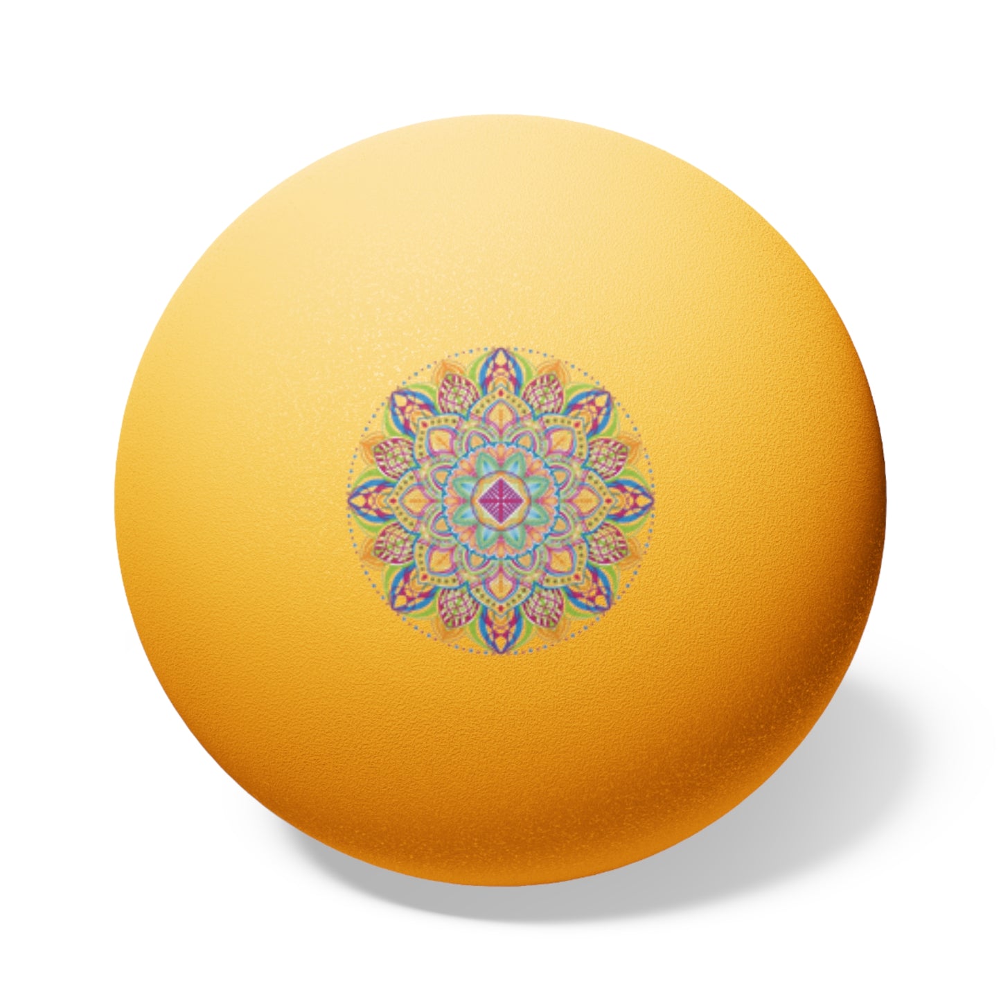 Mandala Table Tennis Balls (Set of 6) — Orange Ping Pong Balls with Decorative Center Design
