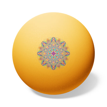 Mandala Table Tennis Balls (Set of 6) — Orange Ping Pong Balls with Decorative Center Design