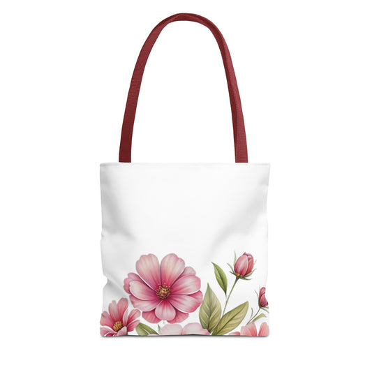 Floral Pink Blossom Tote Bag – Watercolor Flower AOP Shopper
