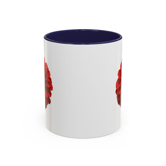 Red Zinnia Accent Coffee Mug — Floral Ceramic Tea Cup (11/15 oz)