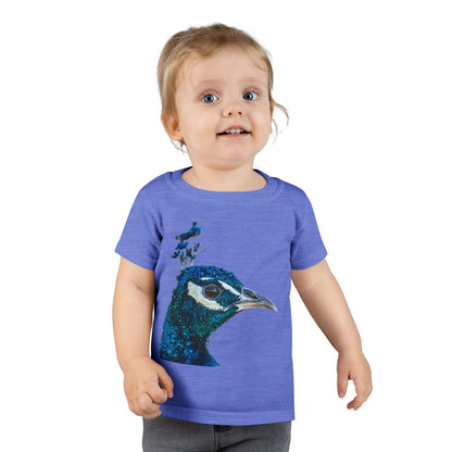 Peacock Profile Toddler T-Shirt — Sparkling Blue Bird Tee for Kids