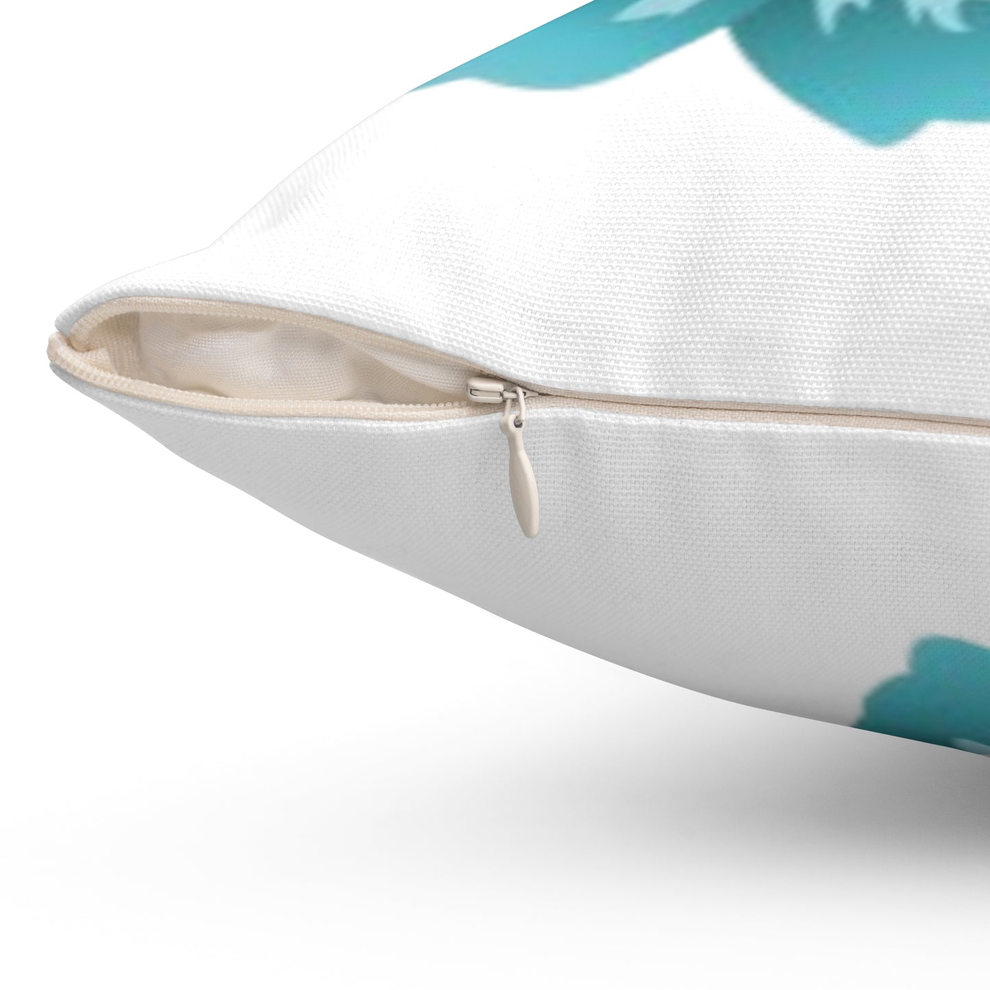 Teal Floral Throw Pillow - Blue Flower Decorative Cushion