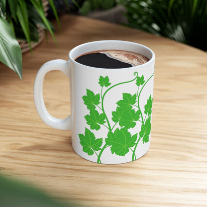 Ivy Vine Ceramic Mug — Green Leaf Floral Coffee Cup (11oz & 15oz)