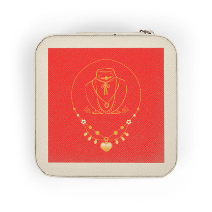 Travel Jewelry Case — Red Gold Necklace Design Compact Organizer