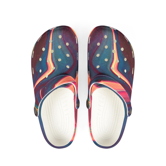 Marbled Sunset EVA Clogs – Colorful Swirl Foam Garden Shoes