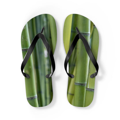 Bamboo Print Flip Flops — Tropical Green Beach Sandals