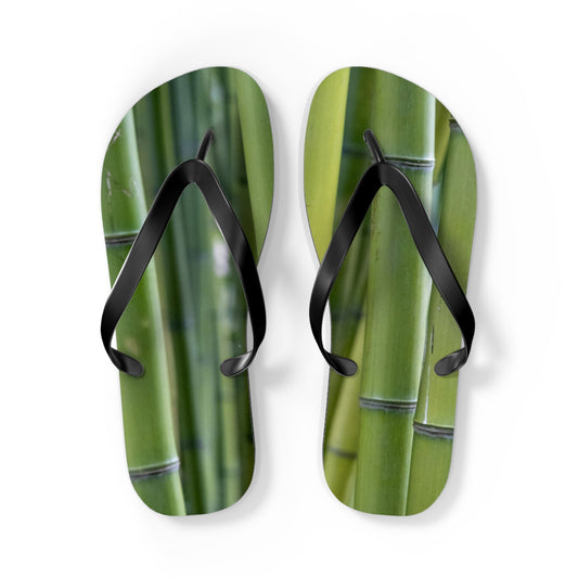 Bamboo Print Flip Flops — Tropical Green Beach Sandals