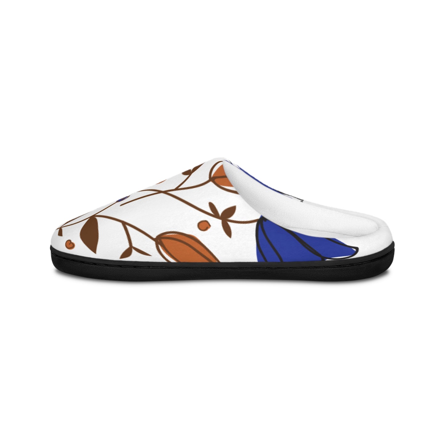 Blue Floral Women's Indoor Slippers — Cozy Slip-On House Shoes