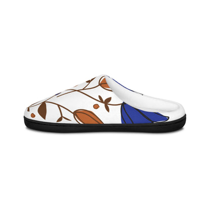 Blue Floral Women's Indoor Slippers — Cozy Slip-On House Shoes