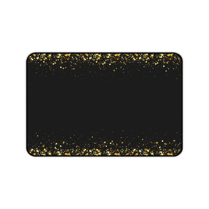 Black & Gold Glitter Desk Mat — Elegant Sparkle Mousepad for Office & Home