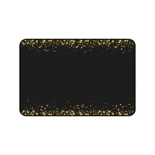 Black & Gold Glitter Desk Mat — Elegant Sparkle Mousepad for Office & Home