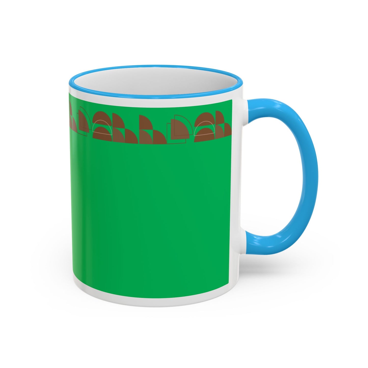 Green Floral Accent Rim Mug — Botanical Pattern 11oz/15oz