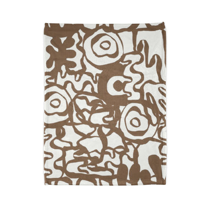 Abstract Brown Doodle Fleece Blanket