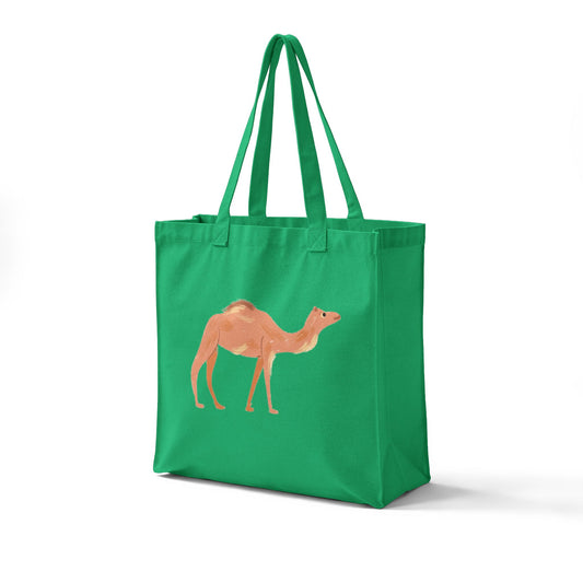 Camel Canvas Tote — Reusable Grocery Bag with Watercolor Camel Design