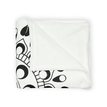 Mandala Moon Phases Blanket — Black & White Boho Throw