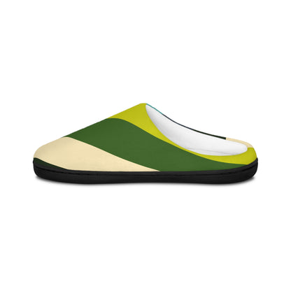 Retro Striped Men's Indoor Slippers — Cozy Green & Teal House Slides
