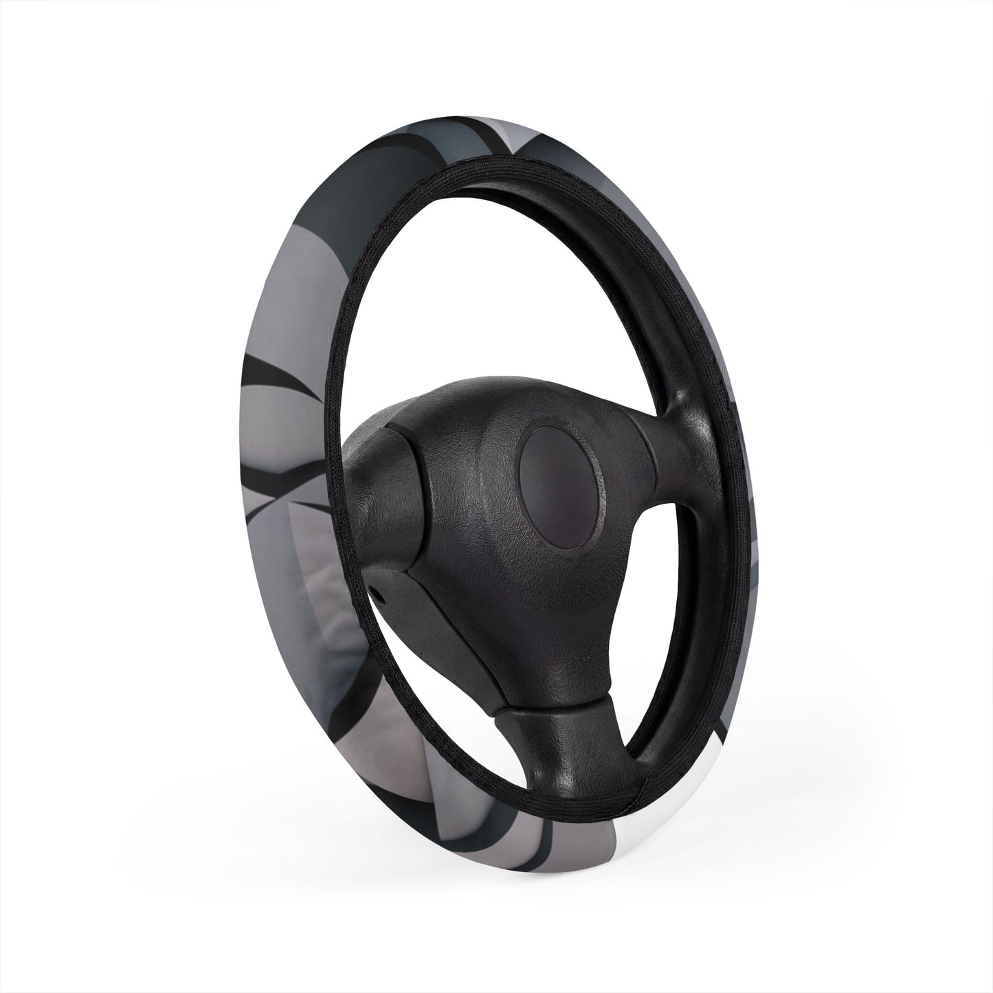 Gray Marble Steering Wheel Cover — Sleek Neutral Car Accessory