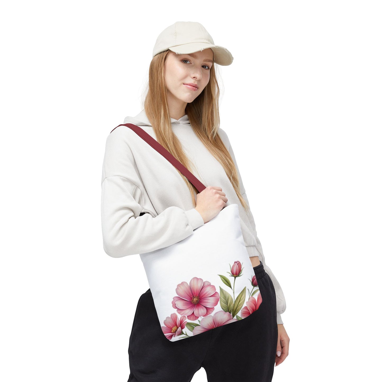 Floral Pink Blossom Tote Bag – Watercolor Flower AOP Shopper