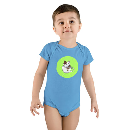 Cute Kitten in Teacup Baby Onesie — Adorable Cat Infant Bodysuit