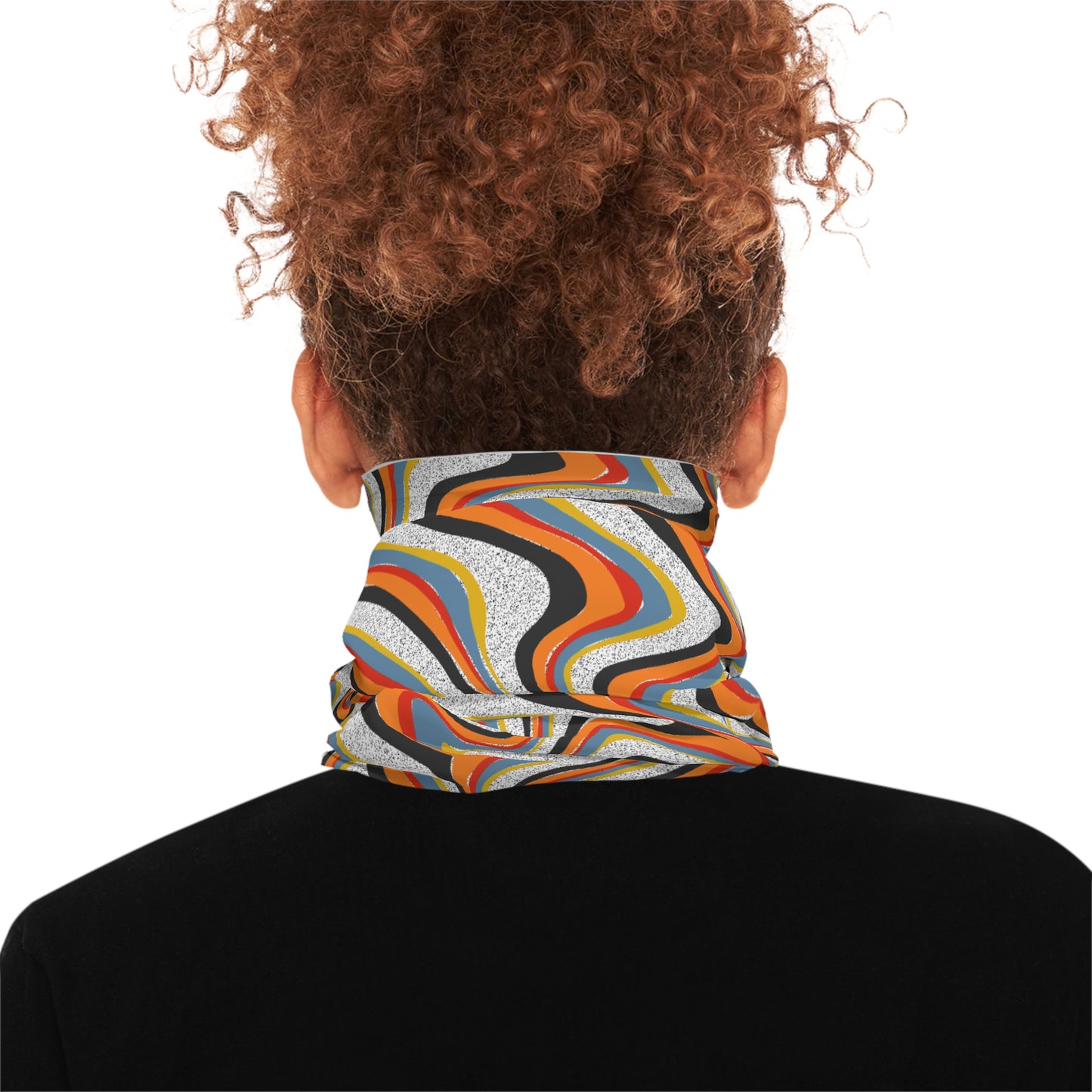 Retro Swirl Neck Gaiter - Psychedelic Orange & Blue Lightweight Face Covering