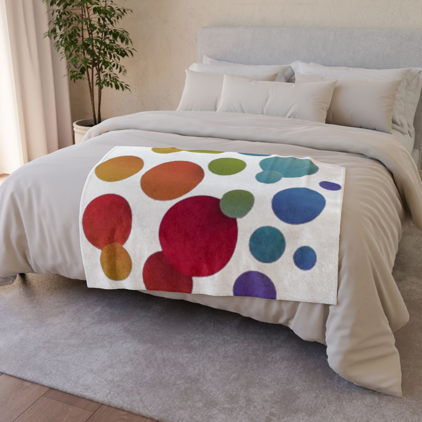Colorful Bubble Polka Dot Blanket — Soft Polyester Throw