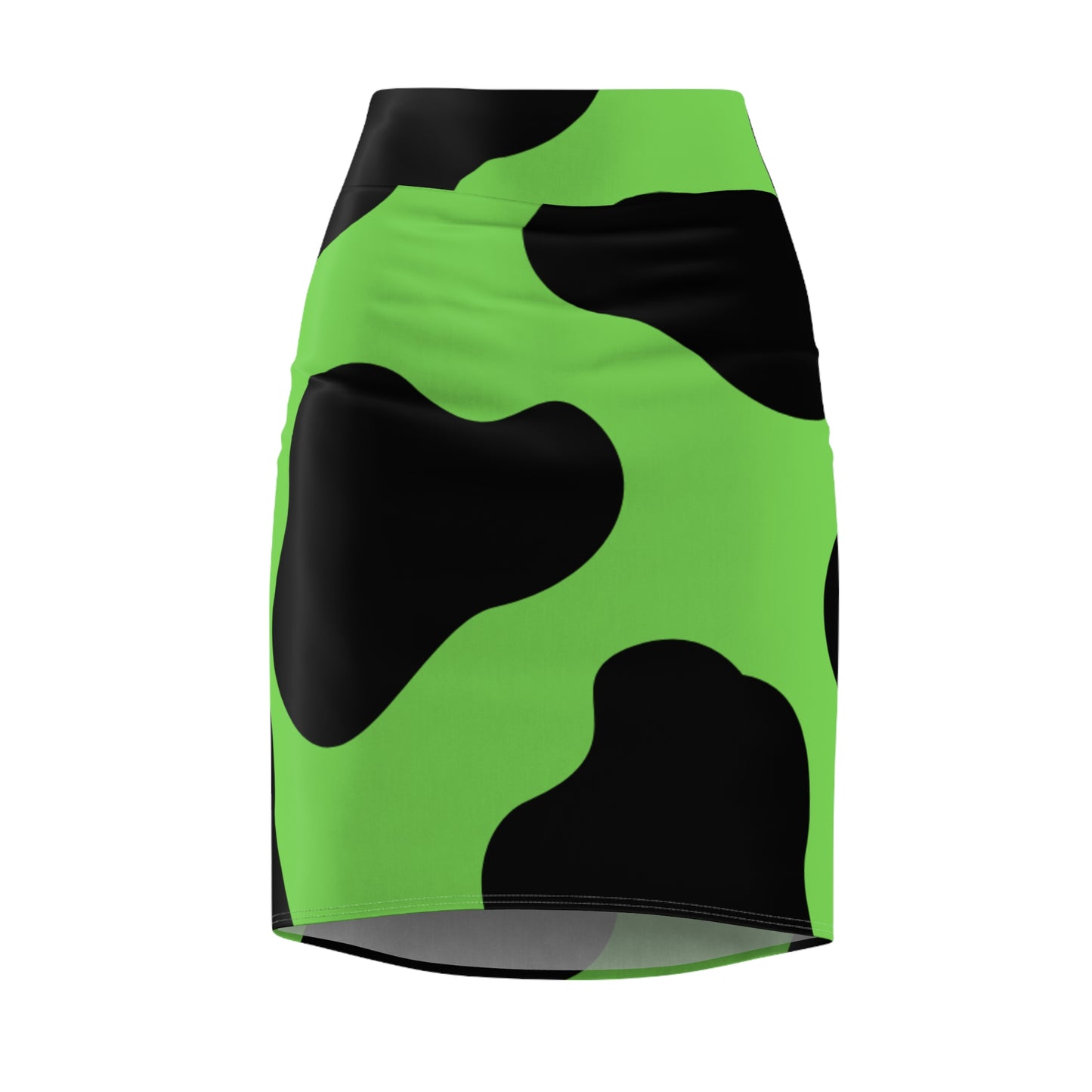 Neon Green Cow Print Pencil Skirt