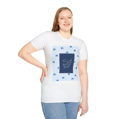 Walk By Faith T-Shirt — Inspirational Blue Bow Christian Tee