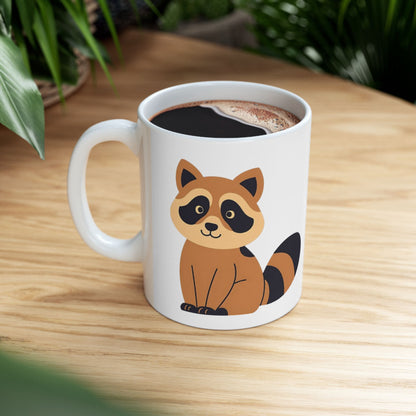 Brown Raccoon Ceramic Mug – Cute Cartoon Raccoon Coffee Cup (11oz, 15oz)