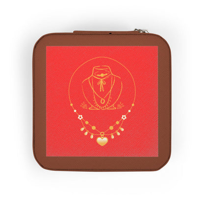 Travel Jewelry Case — Red Gold Necklace Design Compact Organizer