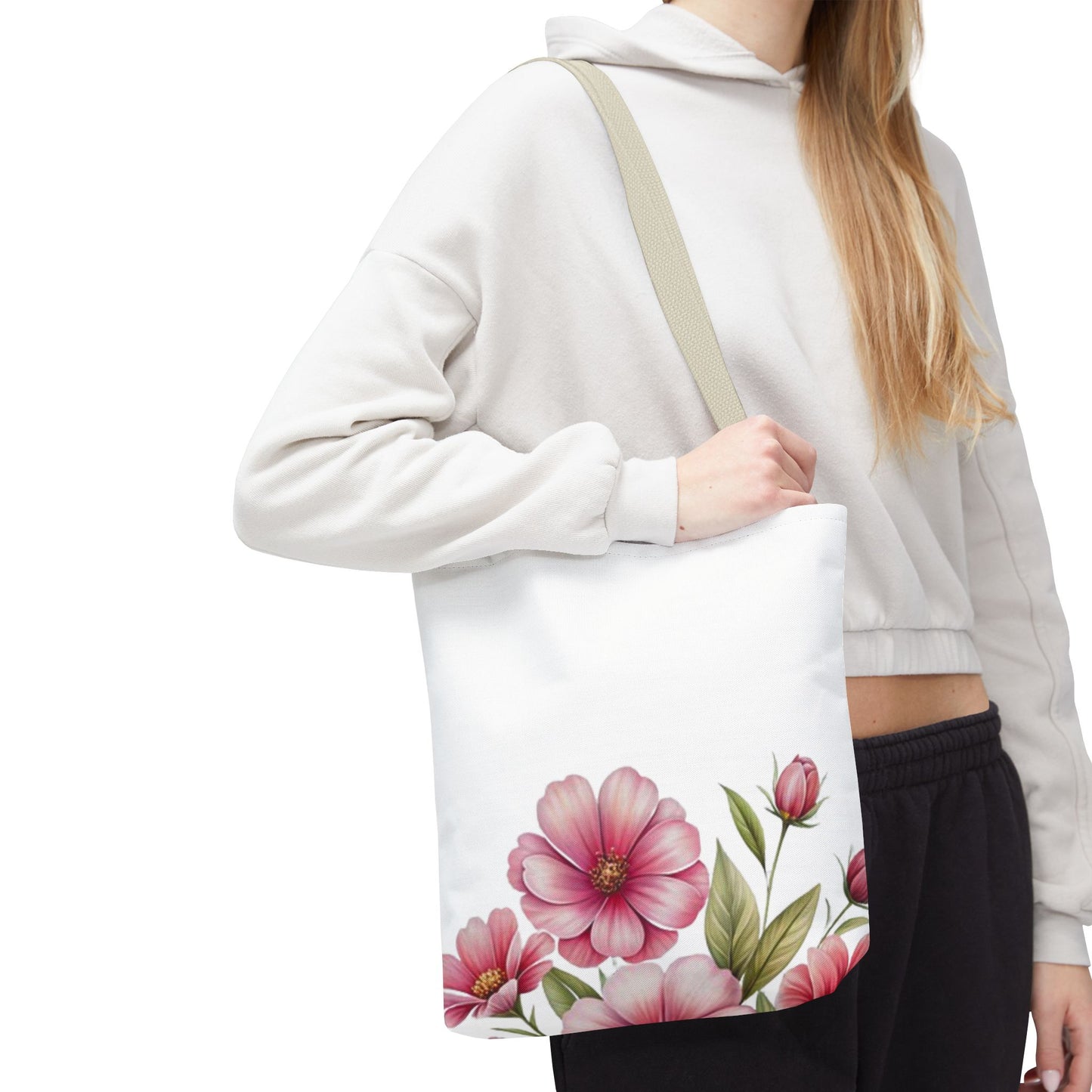 Floral Pink Blossom Tote Bag – Watercolor Flower AOP Shopper