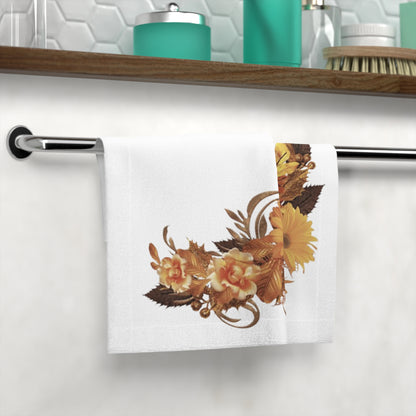 Autumn Bouquet Face Towel — Golden Floral Corner Design