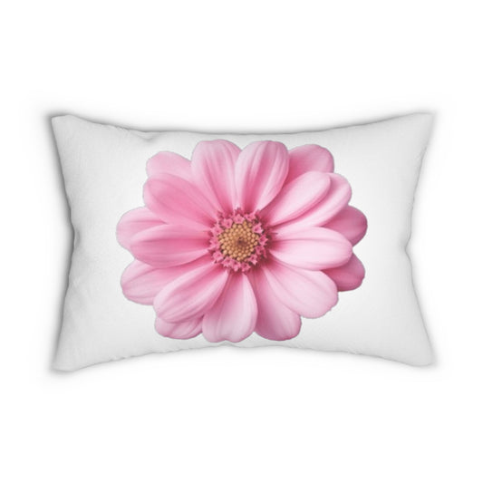 Pink Daisy Floral Lumbar Pillow — Decorative Accent Pillow for Sofa & Bed