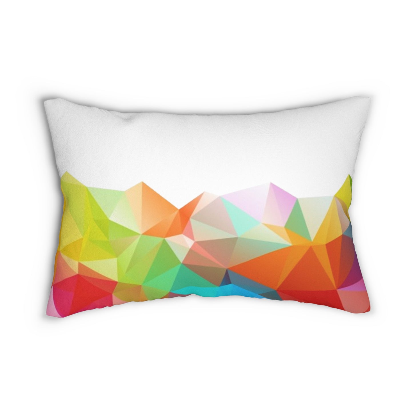 Colorful Geometric Lumbar Pillow — Abstract Polygon Accent Cushion