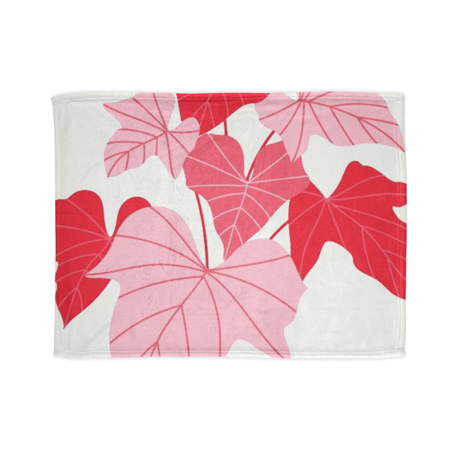 Pink & Red Leaf Throw Blanket — Floral Botanical Polyester Blanket