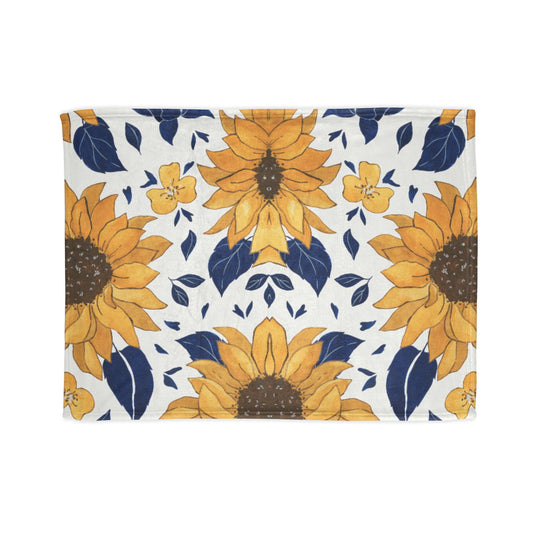 Sunflower Pattern Soft Polyester Blanket — Yellow Floral Throw for Living Room, Bedroom & Gift