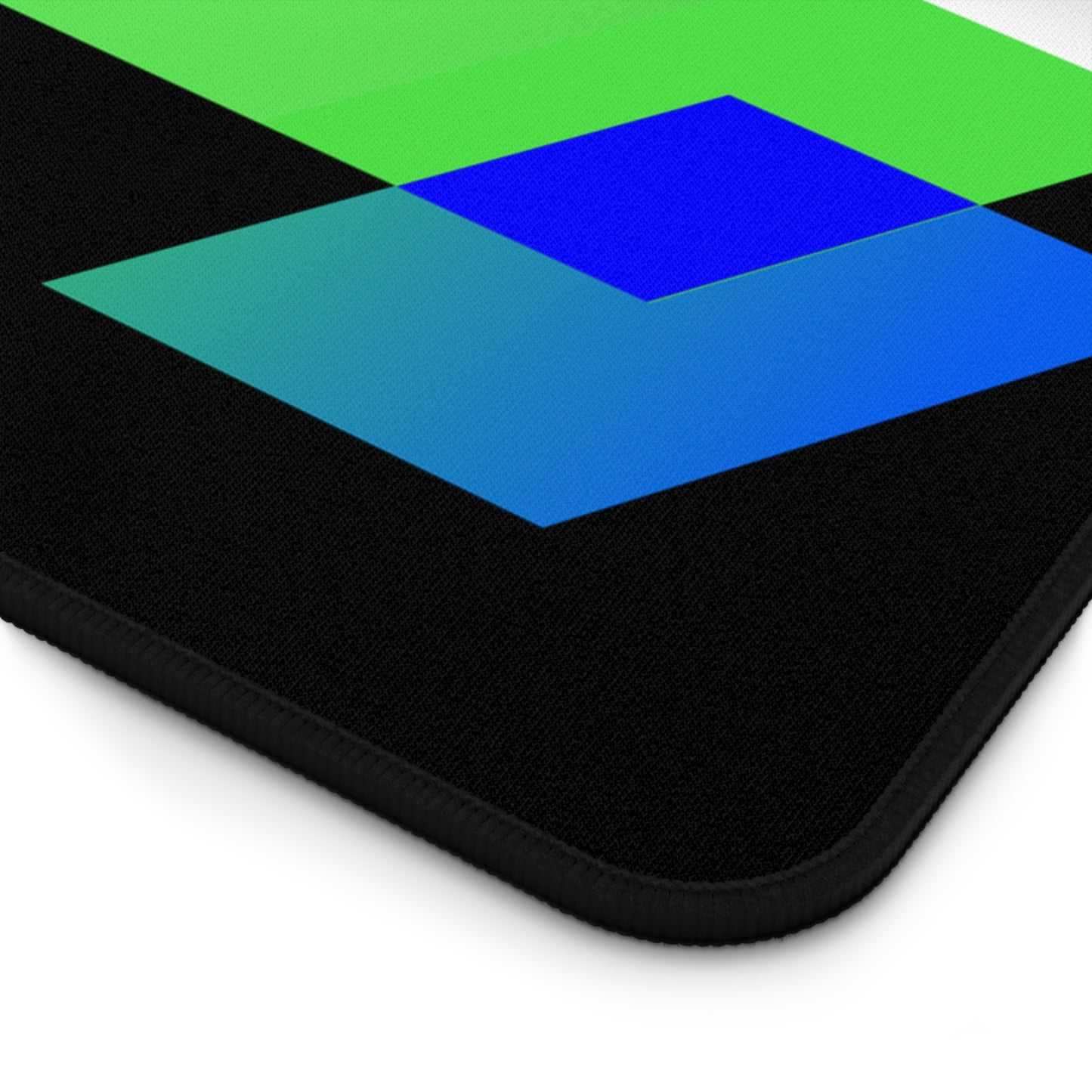 Geometric Neon Desk Mat — Green & Blue Abstract Office Mouse Pad