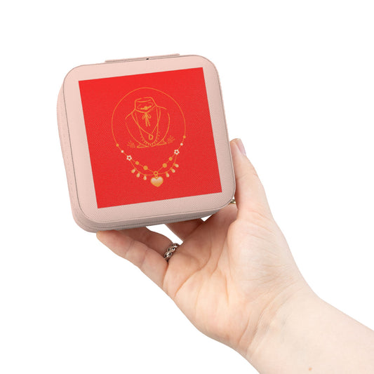 Travel Jewelry Case — Red Gold Necklace Design Compact Organizer