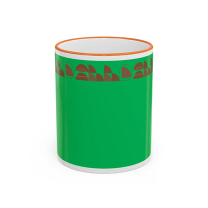 Green Floral Accent Rim Mug — Botanical Pattern 11oz/15oz